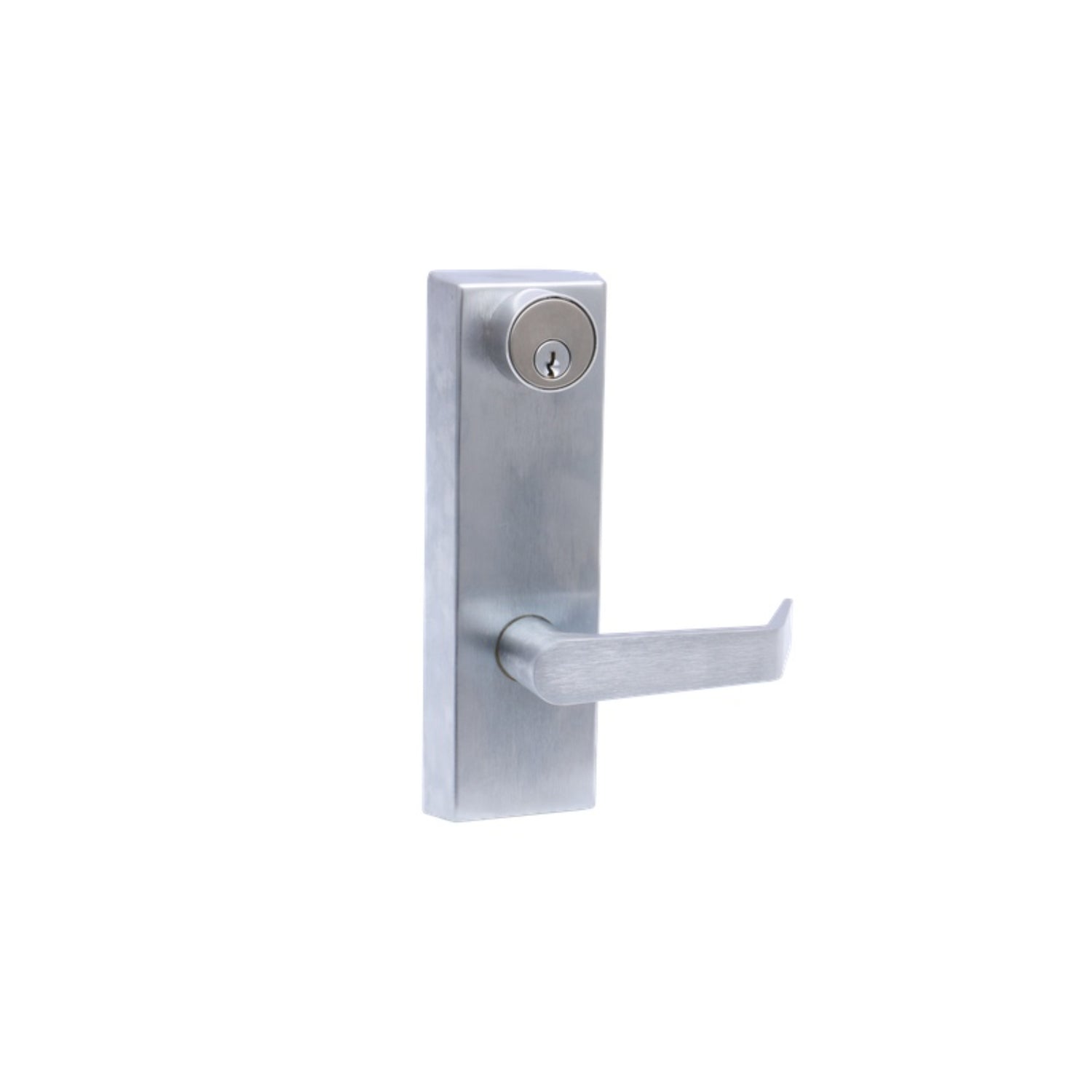 Brushed Chrome Commercial Entry Escutcheon Lever Trim for Panic Exit Device